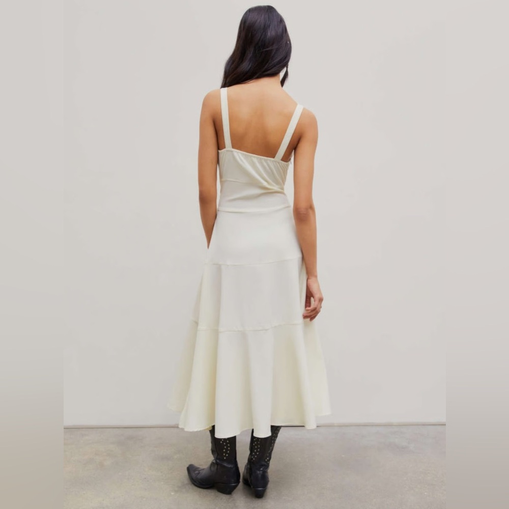 Solid Texture Button Ruched Cami Maxi Dress - image 4